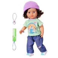 BABY born Brother Play & Style 43cm, Jungen Puppe mit Haaren und 7 lebensechten Funktionen ohne Batterien, inkl. Outfit und Zubehör, beweglicher Kopf, Arme, Beine und Hüfte, 835418 Zapf Creation