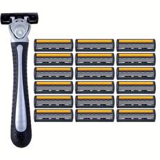 3-Layres Travel Safety Razors, Manual Shaving Razors, Blade Razors, Replacement Razor Blades, Hair Care Tools Safety Razors for Smooth Shaving 1 Handle with 18 Blades