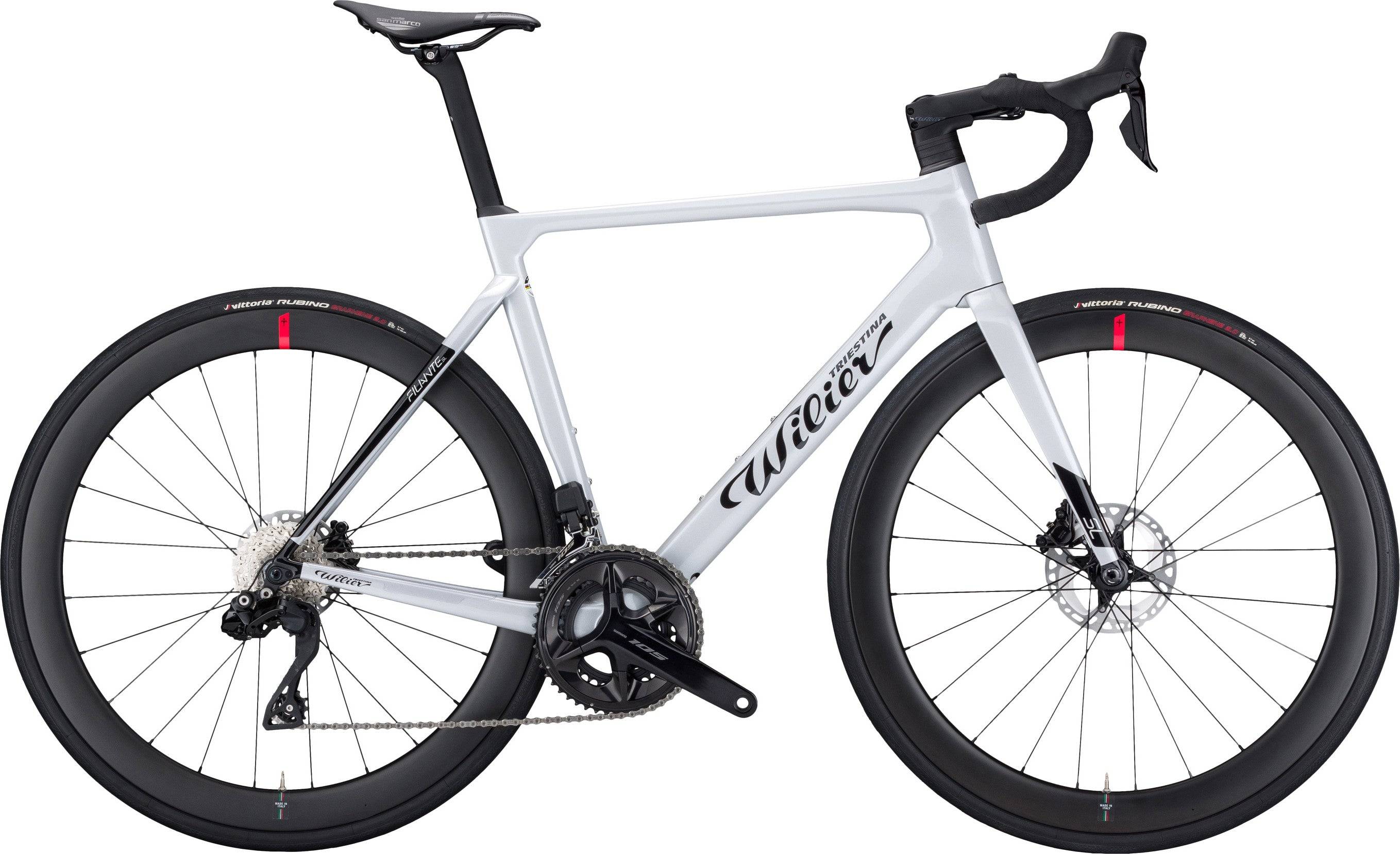 Wilier Filante SL 2024 - Shimano 105 Di2 12sp - WILIER NDR50KC - 128 / XS / F15 Red, Black - Glossy (XS)