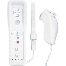 TechKen Wii Controller Remote mit Nunchuck Wii Kontroller mit Nunchuk Wii Fernbedienung Wii Vernbedinung Ersatz Controller für Wii (Controller ohne Motion Plus) (Weiß)