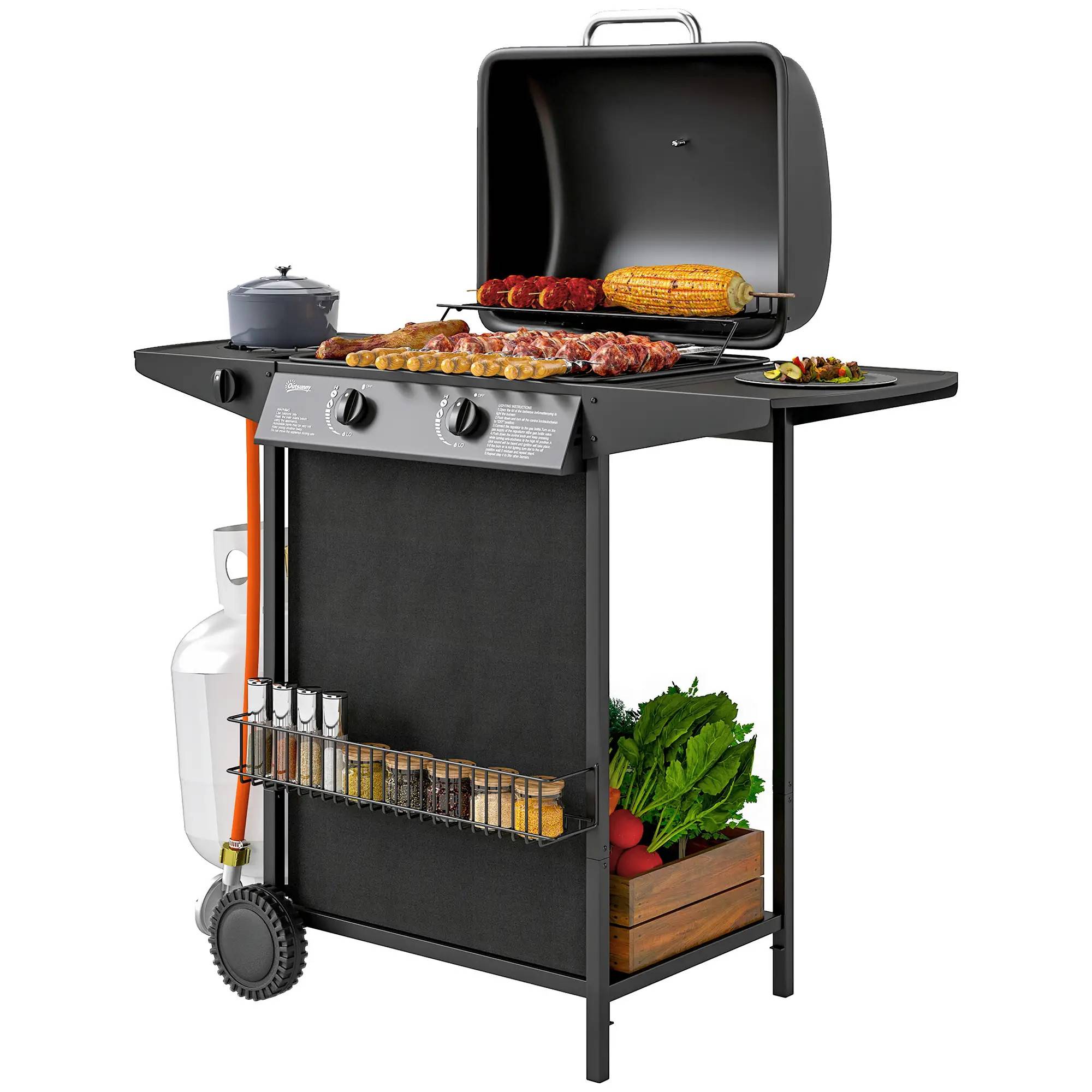 Gasolgrill 7 kW med 3 brännare och sidobrännare