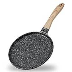 JEETEE Crepe-panna 24 cm, non-stick granitbeläggning pannkakspanna, bakelitehandtag, kompatibel med alla spisar och induktionskokare, PFOA-fri, grå