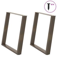 vidaXL Spisebordsben U-formet 2 stk. naturstål 70x(72-73) cm stål