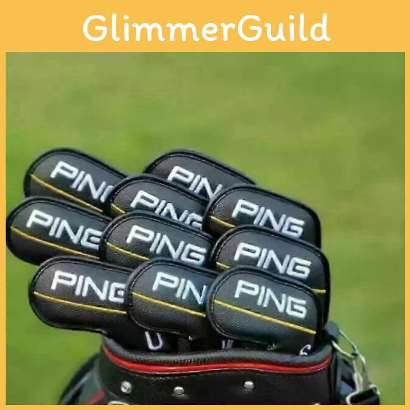 Set med golfjärnsskydd med broderad magnetstängning för golfare och som present