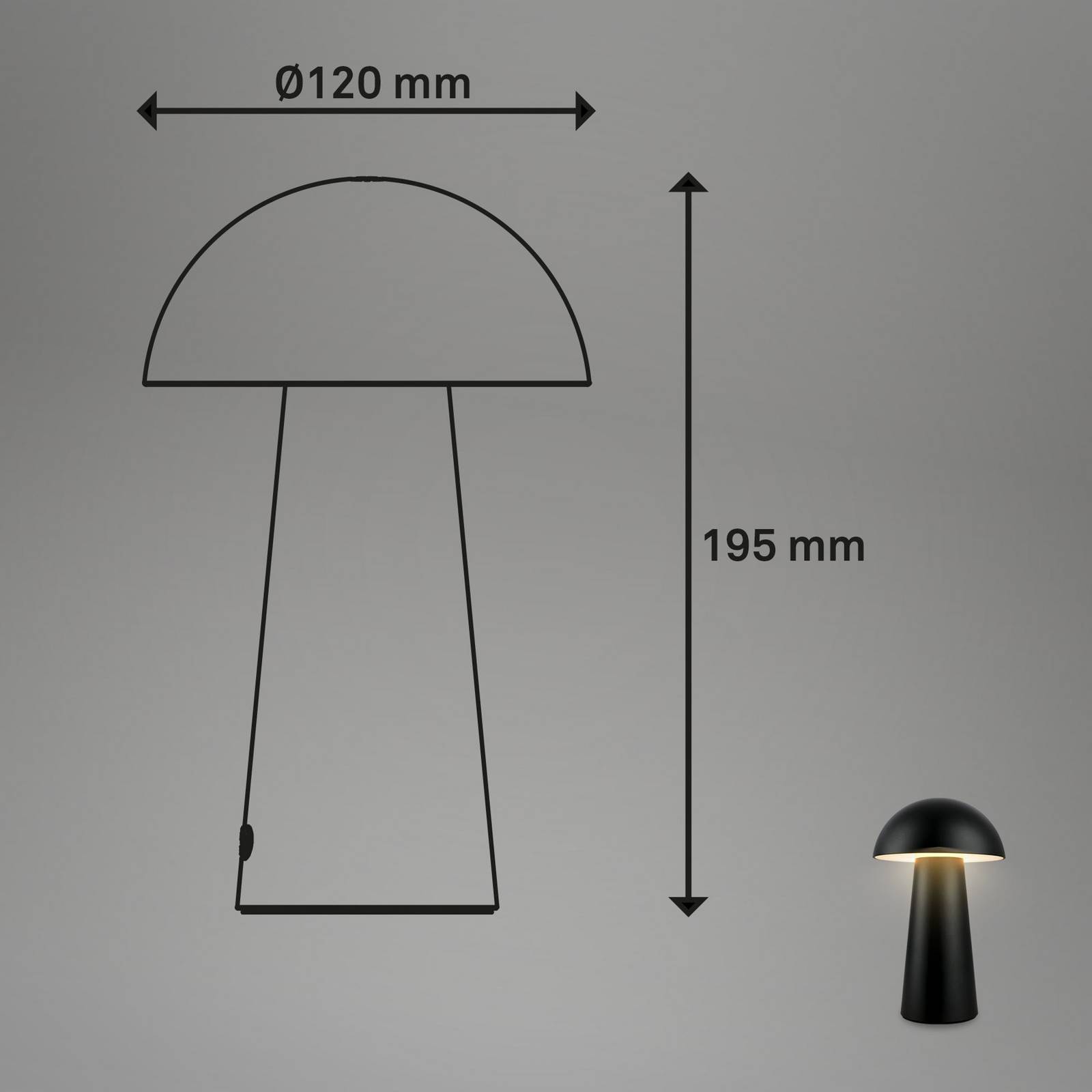 Briloner Fungo Mini LED-bordslampa, svart, touch, plast Mini, dimbar, Svart, Vardagsrum / matsal, Syntetmaterial, Modern