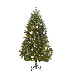 vidaXL kunstigt juletræ 300 LED'er og kuglesæt hængslet 270 cm