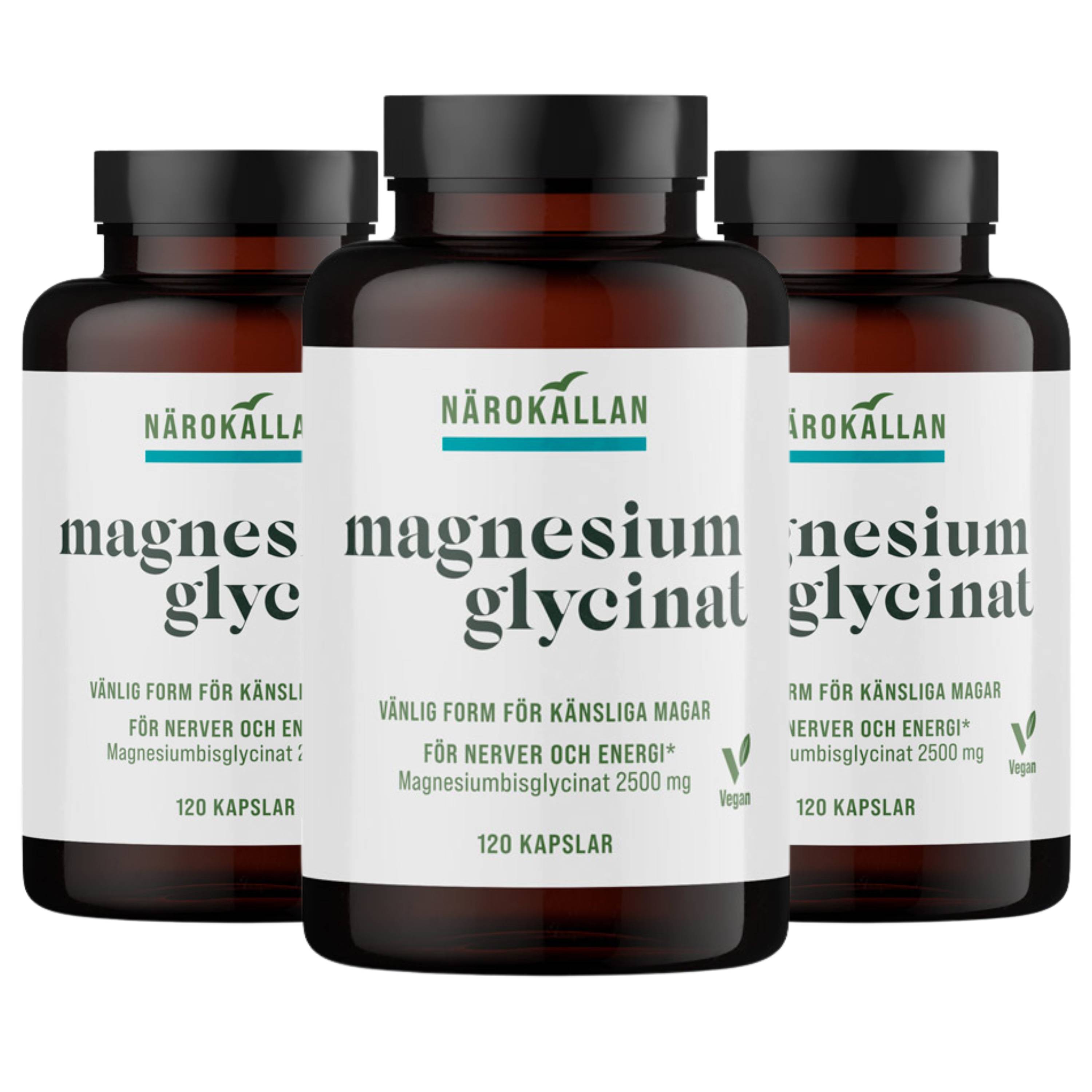 Närokällan Magnesiumglycinat Ekonomipack 3x120k
