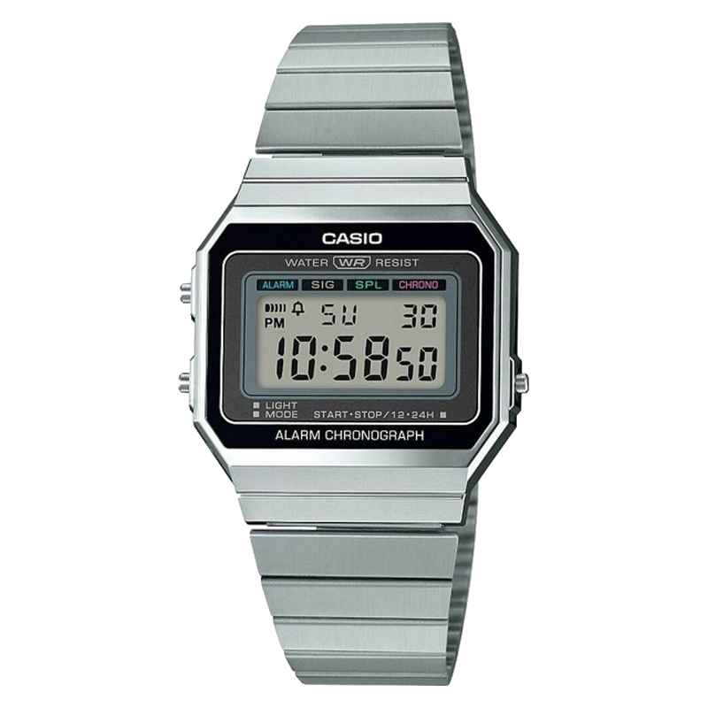 Casio ur A700WE-1AEF - Sølv og sort - Vintage Retro Digital