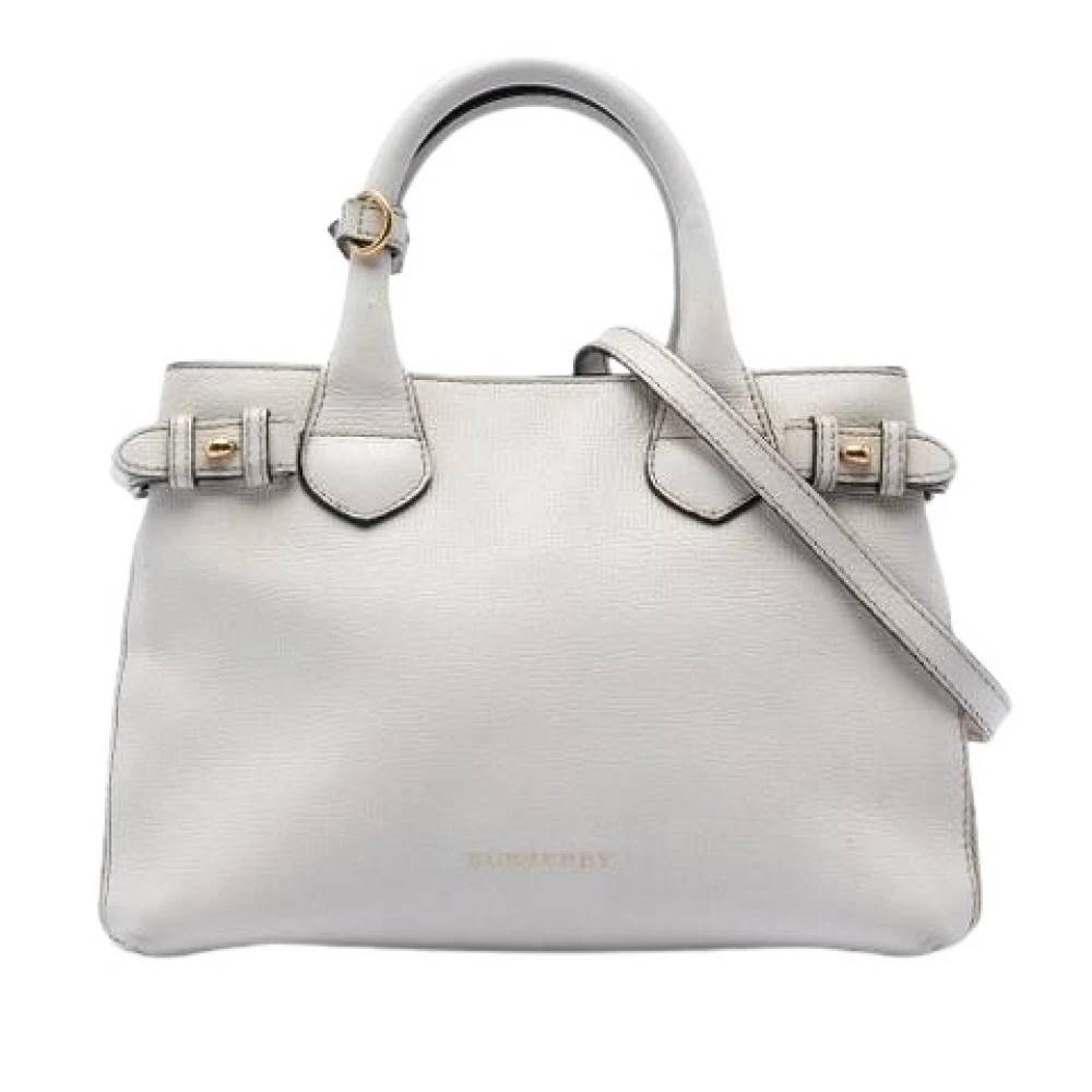 Burberry Vintage Pre-owned Banner Satchel - Vintage - Dame - Hvid - ONE SIZE - Læder