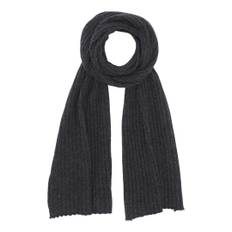 Cashmere tørklæde i bred rib strik mørkegrå