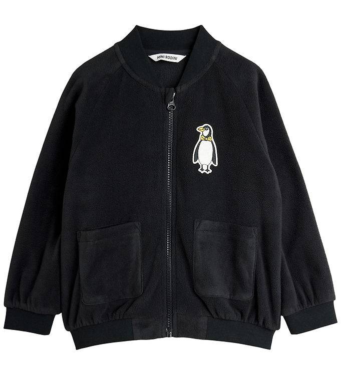 Mini Rodini Fleecejacka - Penguin Patch - Svart - Mini Rodini - 4-5 år (104-110) - Fleecejacka