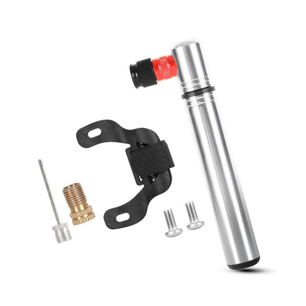 Portable Bike Pumps 130psi Bicycle Pump Portable Tire Inflator for Road Mountain Bike Integrated Valve Silver