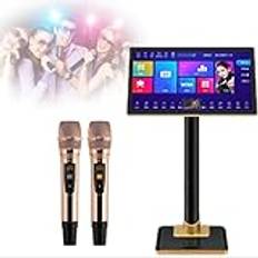 Bärbar karaokemaskin, 21,5 tums professionella karaokesystem, kapacitiv pekskärm karaokemaskin med trådlös mikrofon, 20 språkswitch, for familj, bar, fest(8T)