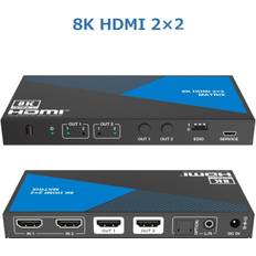 NÖRDIC 8K HDMI 2.1 Matrix switch 2x2 med lydudtrækker Toslink & Stereo EDID CEC, Dolby Atmos, Digital Plus, DTS-EX