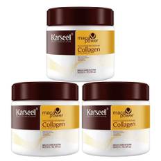 Karseell MACA CARE SYSTEM 3x Kollagen Hårinpackning Djup Reparation Återfuktande Närande Återuppbyggande Anti-Frizz Glans Mjukhet För Skadat Torrt Slitet Färgat Hår Alla Hårtyper 3x500 ml