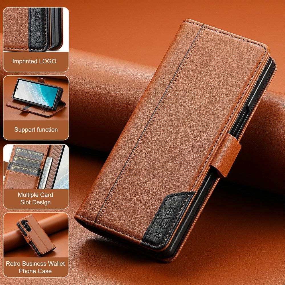 Luxury Leather Wallet Cover for Samsung Galaxy Z Fold 7 5G 2025 Flip Case Magnetic Book Business ZFold 3 4 5 6 Fold7 RFID Cover