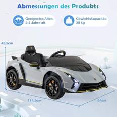 Barns elbil Lamborghini med fjärrkontroll & LED-lampor & Horn barnbil grå