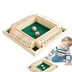 Fuuxtci Shut The Box tärningsspel 4 spelare, tärningar klassiska bordsspel för klassrum, trä brädspel, matematik pedagogisk leksak, brädspel semester underhållande spel pubspel