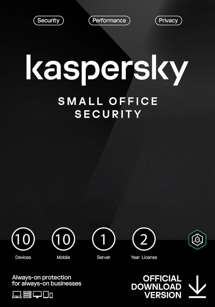 Kaspersky Small Office Security 2026 - 10 Enheds - 10 Brugers - 2 Års til PC / Mac / iOS / Android - Download Kode.