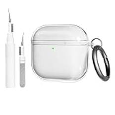 Teyomi Genomskinligt skal kompatibelt med Airpods 4 med rengöringssats, mjukt TPU-skyddsfodral kompatibelt med AirPods 4 generation med karbinhake, stöder laddning utan