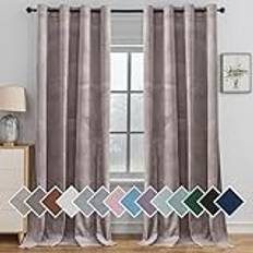 Ystyle Sammetsgardiner om 2 Set, 140 X 245 cm, Gardiner Vardagsrum, Mörkläggningsgardiner, Termiska Gardiner Sammet, Värmeisolerande Gardiner, Gardin Med Öljetter för Vardagsrum Sovrum, Rosa