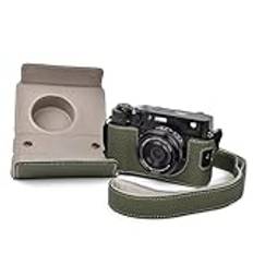 VOVMOEYA X100VI fodral, kamera halvfodral för Fuji X100VI, läderkamerafodral kompatibel med Fujifilm X100VI digitalkamera med kamerarem, gRÖN, kamerafodral