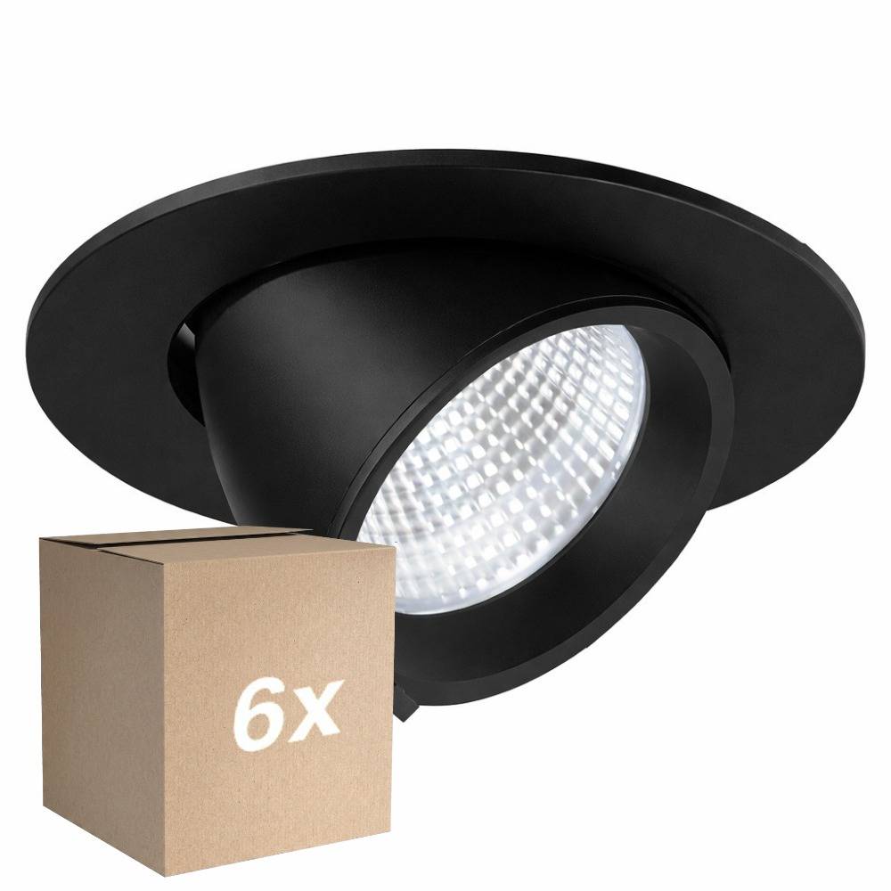 Fordelspakke 6x Noxion LED Spot Forza V2 Aluminium Sort 28/32/36/40W - 3300/3700/4100/4500lm 36D - 930-940-957 CCT | 160mm - Udsnit 145mm - Bedste Farvegengivelse