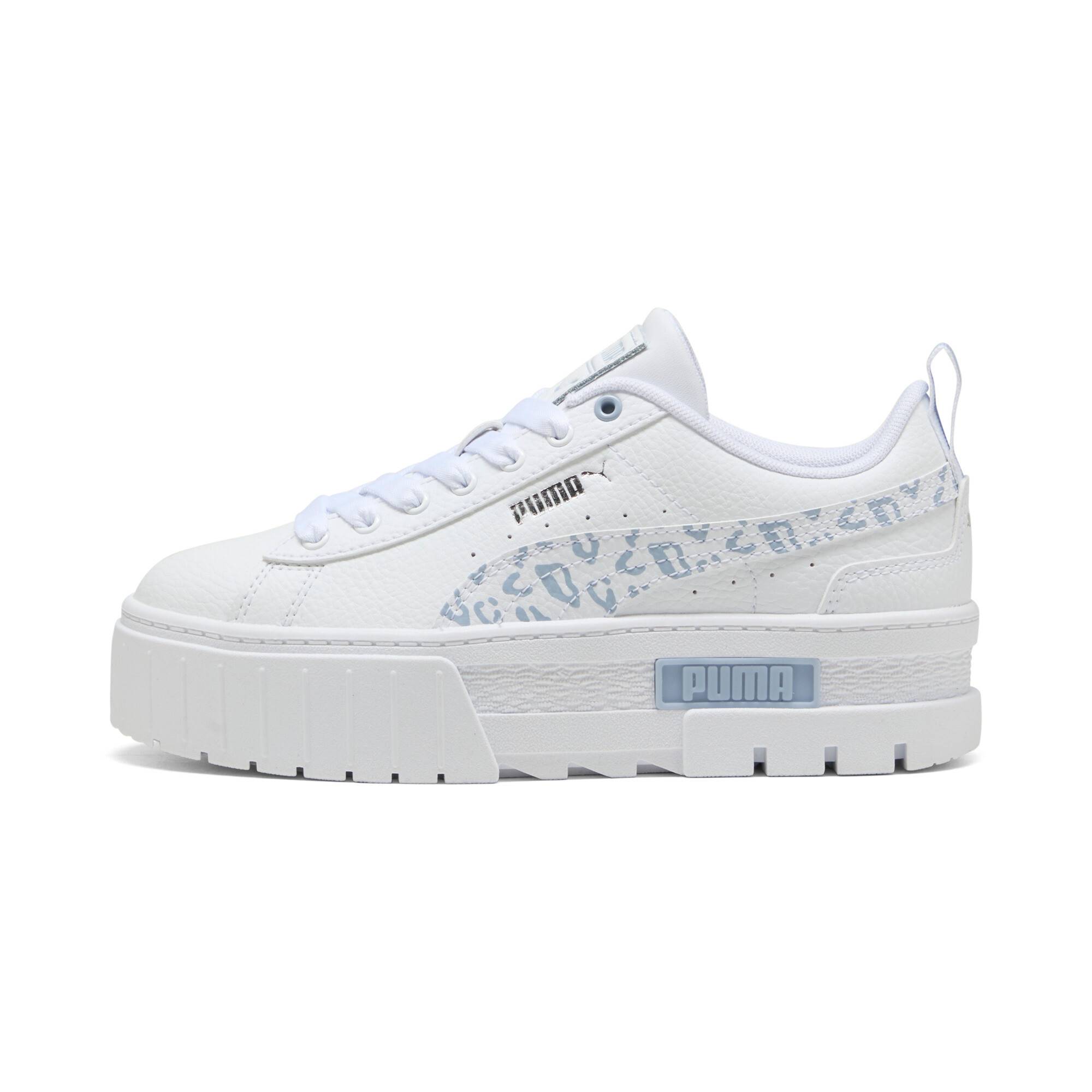 PUMA Mayze Wild Youth Trainers, Shoes, White/Snow Mountain Blue, 36