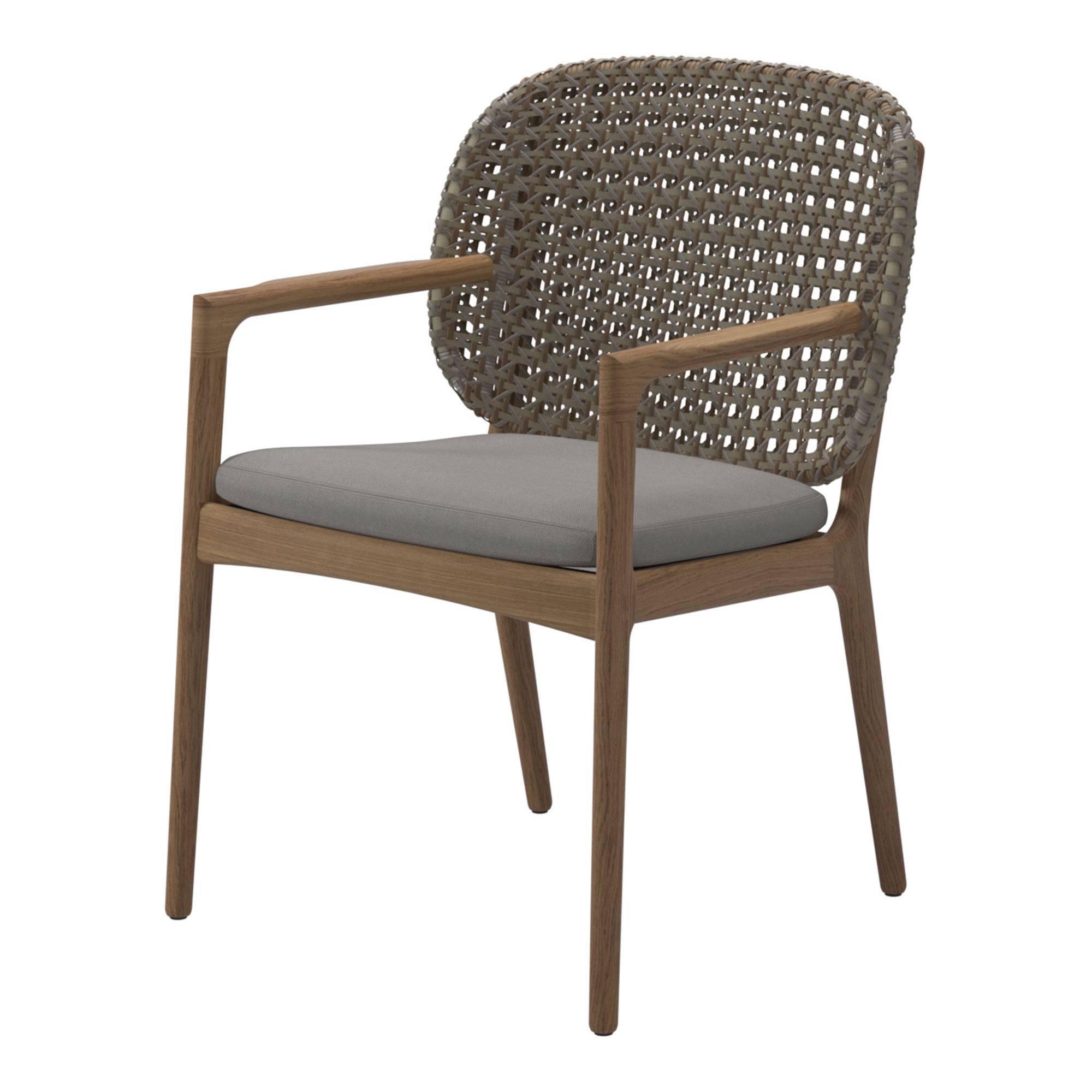 Gloster - Kay Dining Chair with Arms Harvest/ Canvas Grey - Matstolar utomhus - Henrik Pedersen - Trä/Textilmaterial