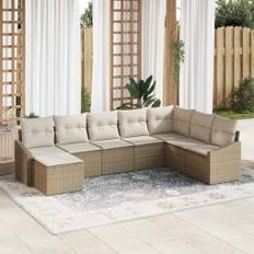 vidaXL Have Spisebordssæt med pude med opbevaring 8 pcs Beige, Creme