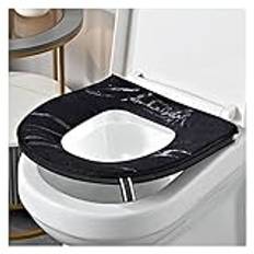 Toilet Seat Cover Pads,Toilet Seat Cover Four Seasons Universal Household Toilet Cover Summer Toilet Seat Ring Pad Zip Bathroom Toilet Cover (1 pc)(Black)