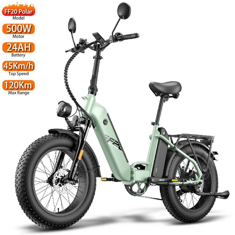 Fafrees FF20 Polar Hopfällbar Elcykel 500W Motor Dubbla Skivbromsar 48V 24AH LCD-display 20  Däck Vuxen E-cykel Max Last 150 kg grön