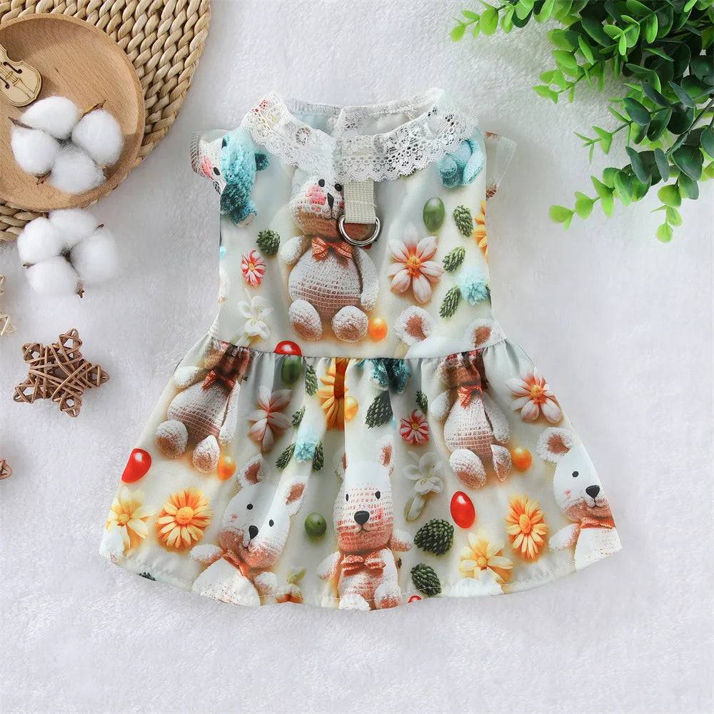 Lace Collar Dress for Cats & Small Dogs - Beige Bear / S-suit 1.5-2.5kg / SPC (S-suit 1.5-2.5kg)