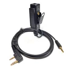 UAYESOK Walkie Talkie Headset adapter, 2-stifts Kenwood till 3,5 mm AUX-ljudgränssnitt kabel, trådlös öronproppar adapter med PTT för Baofeng Kenwood TYT Wouxun Quansheng radio för elektroniska