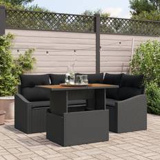 5 stykker have sofa sæt med puder sort poly rattan
