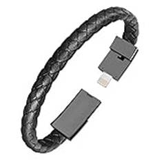 Lightning USB-laddningskabel armband mode handled dataladdare sladd läder manschett band för iPhone iPad, iPod, Air Pods