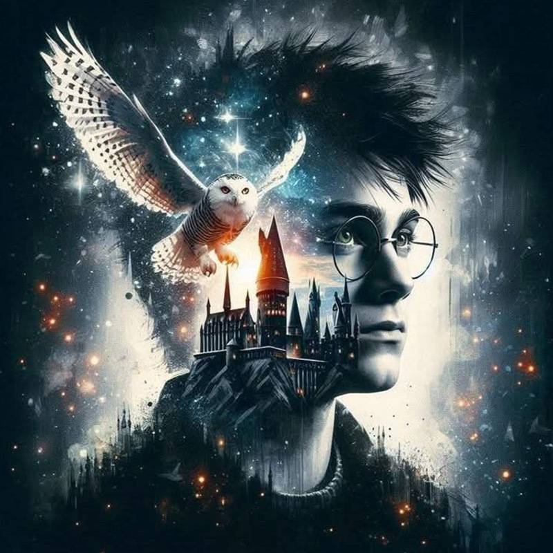 1pc Wb Harry Potter Diamond Painting - Large Round Magical Wizarding Wall Art Suitable For Bedroom, Living Room, Party Decor - Gift For Fans, S &