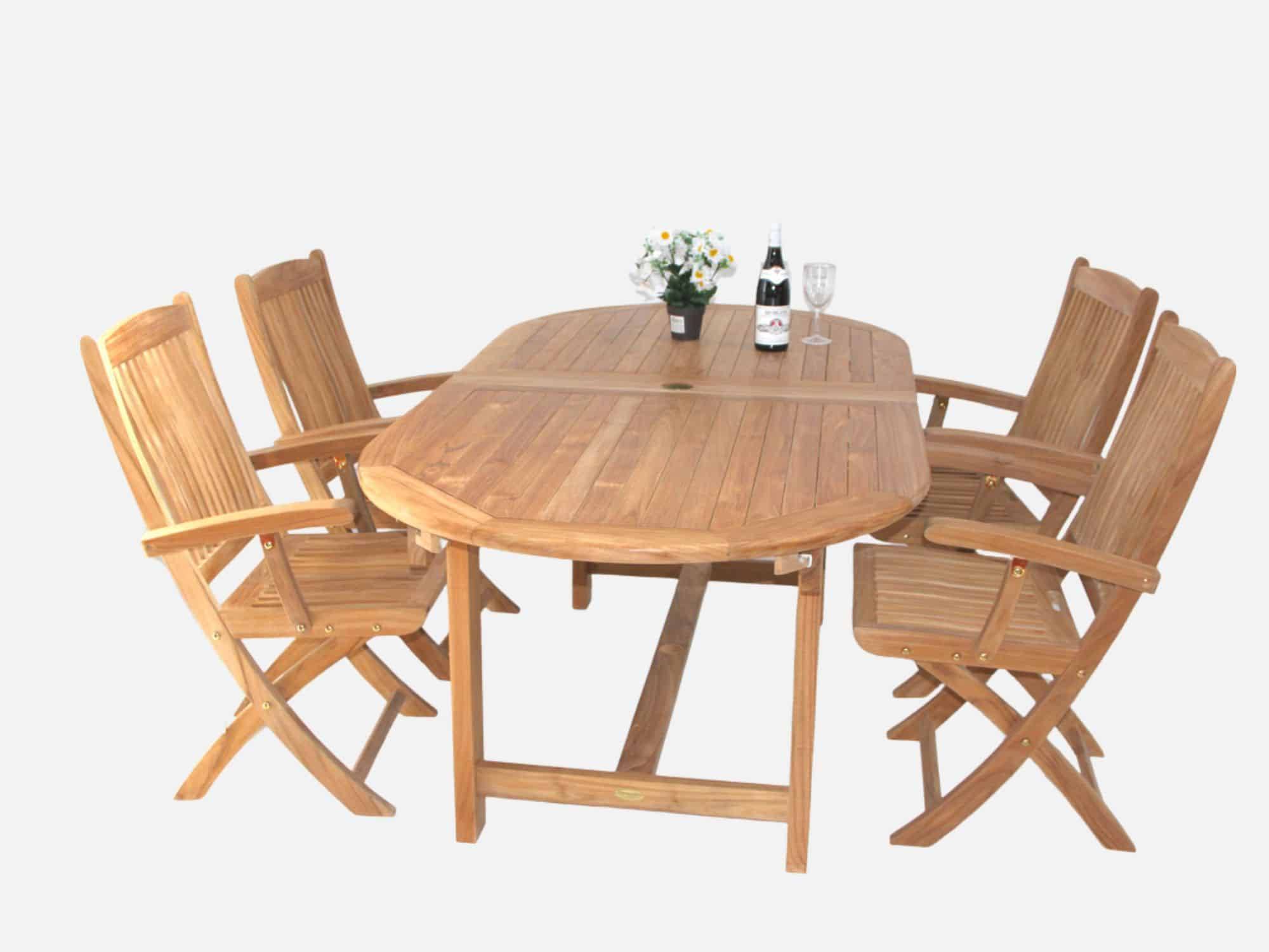 Havemøbelsæt Luksus Teak 300 cm Hereford 6 foldestole