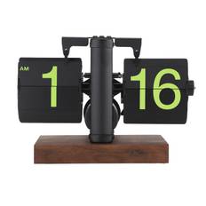 Digital Flip Clock 12h Single Sided Large Numbers Automatic Retro Mechanical Flip Clock Wood Base