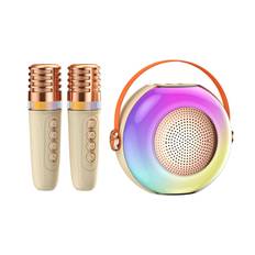 Karaoke Machine with 2 Wireless Microphones BT Microphone and Speaker KTV Set with RGB Light rosa