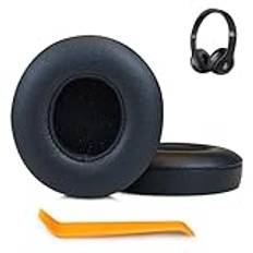 SINOWO Earpads ersättning för Beats Solo 2 & Solo 3 trådlösa on-ear-hörlurar, Solo2 Solo3 öronkuddar kuddar med bullerisolering minnesskum, mjukt proteinläder (svart)