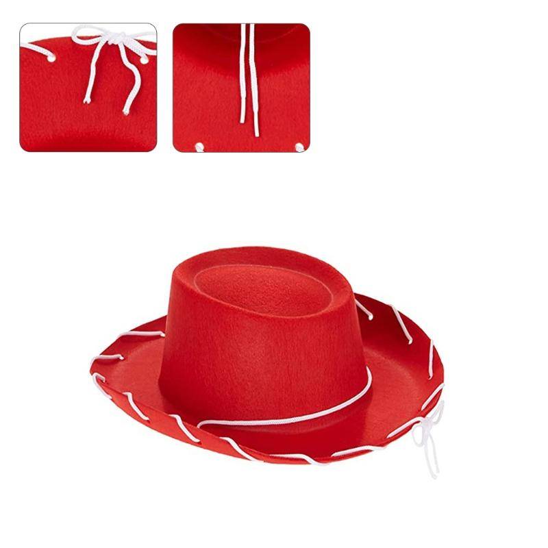 Justerbar Western Stor Brätte Brun Röd Filt Cowboyhatt Cool för Halloween Kostymtillbehör Rekvisita Utklädningsfest Unisex mörk kaffefärg