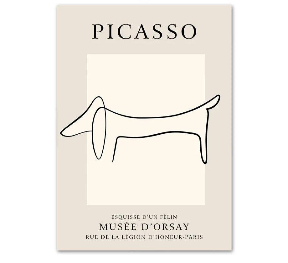 Poster med Picasso-inspirerad djurkonst - Hund / 50x70 cm