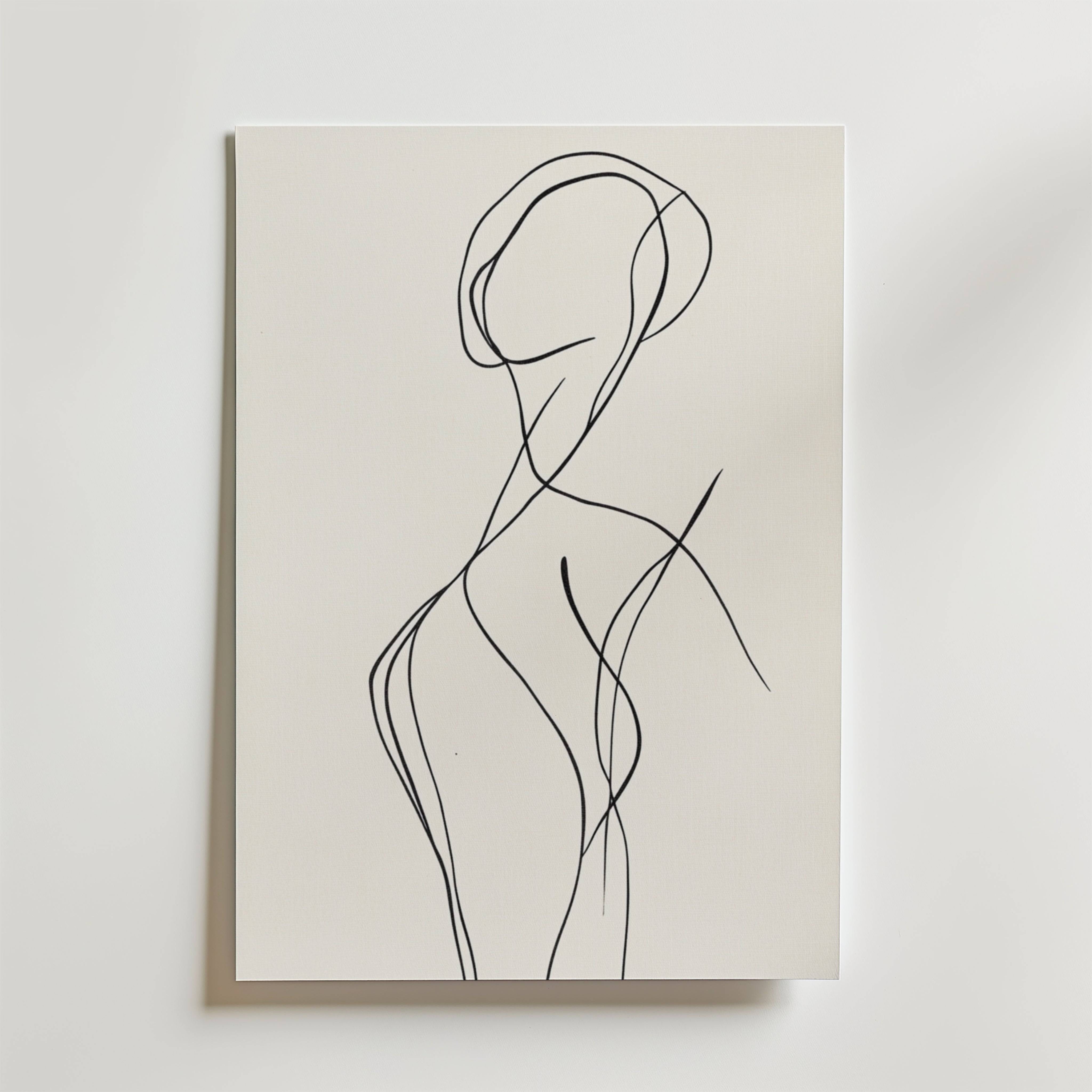 Abstract Curvy Female Poster - Fine Art Poster 100x140 cm