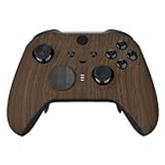 eXtremeRate Hölje Cover för Xbox One Elite Series 2 Controller Model 1797, Ersättande Främre Skal Case Shell för Xbox Elite Series 2 Wireless Controller Core & 2 Ringar-Träfiber Mönstrad