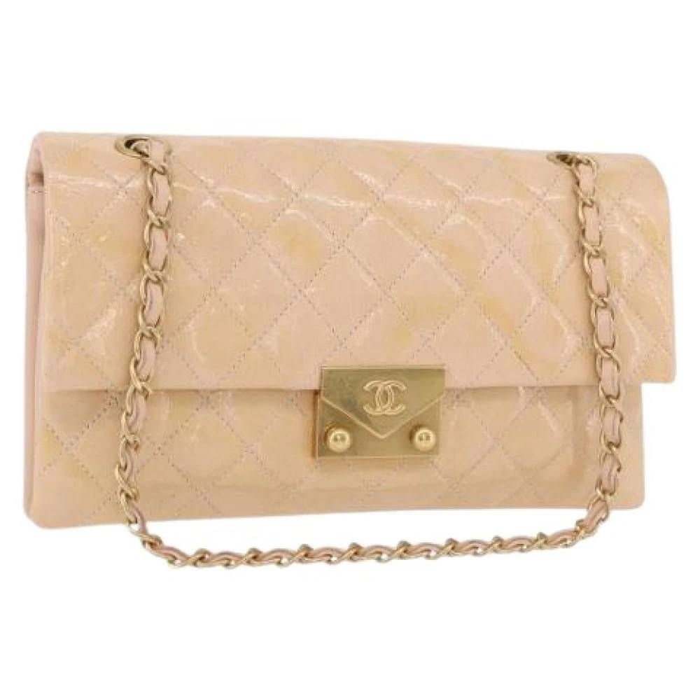 Chanel Vintage Pre-owned Vintage Patent Leather Shoulder Bag - Vintage - Dame - Beige - ONE SIZE - Uld