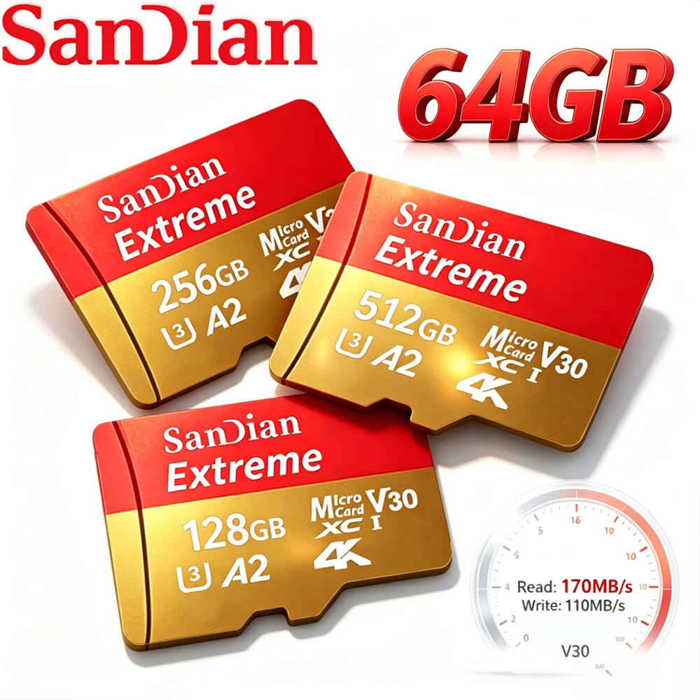 128GB 64GB Micro TF SD High-Speed Top Quality 256GB 512GB SD Card UHS-I U3 V30 2026 New 32GB Memory Card Hot Sale High Speed For