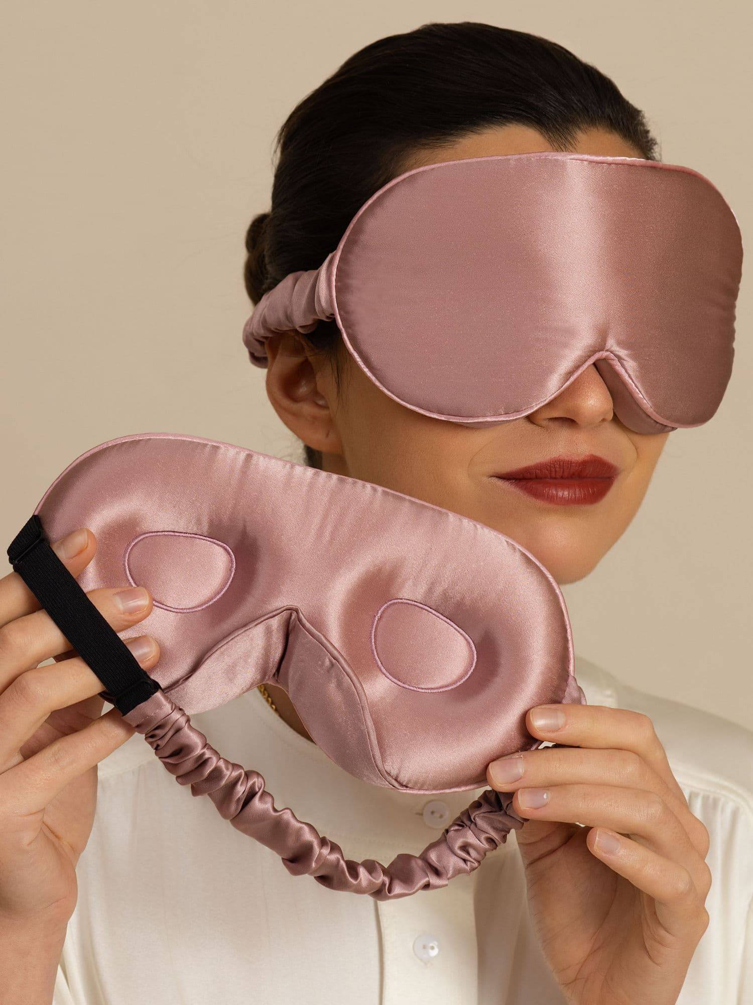 22 Momme 3D Sovmask I Ren Siden Med Uppgraderade Näsvingar - Blek Mauve / One Size