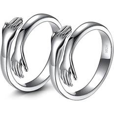 2 stk. Kramringe, 925 Sterling Sølv Kramringe til Kvinder Mænd Piger Elsker Kramme Åben Løfte Ring