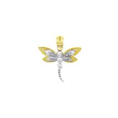 Dragonfly Charm Pendant Necklace in 9ct Two-Tone Gold - gold